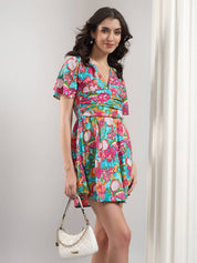 KOTTY Women Fit and Flare Multicolor Mini/Short Dress