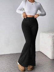 KOTTY  Women Flared Black Wool Trousers