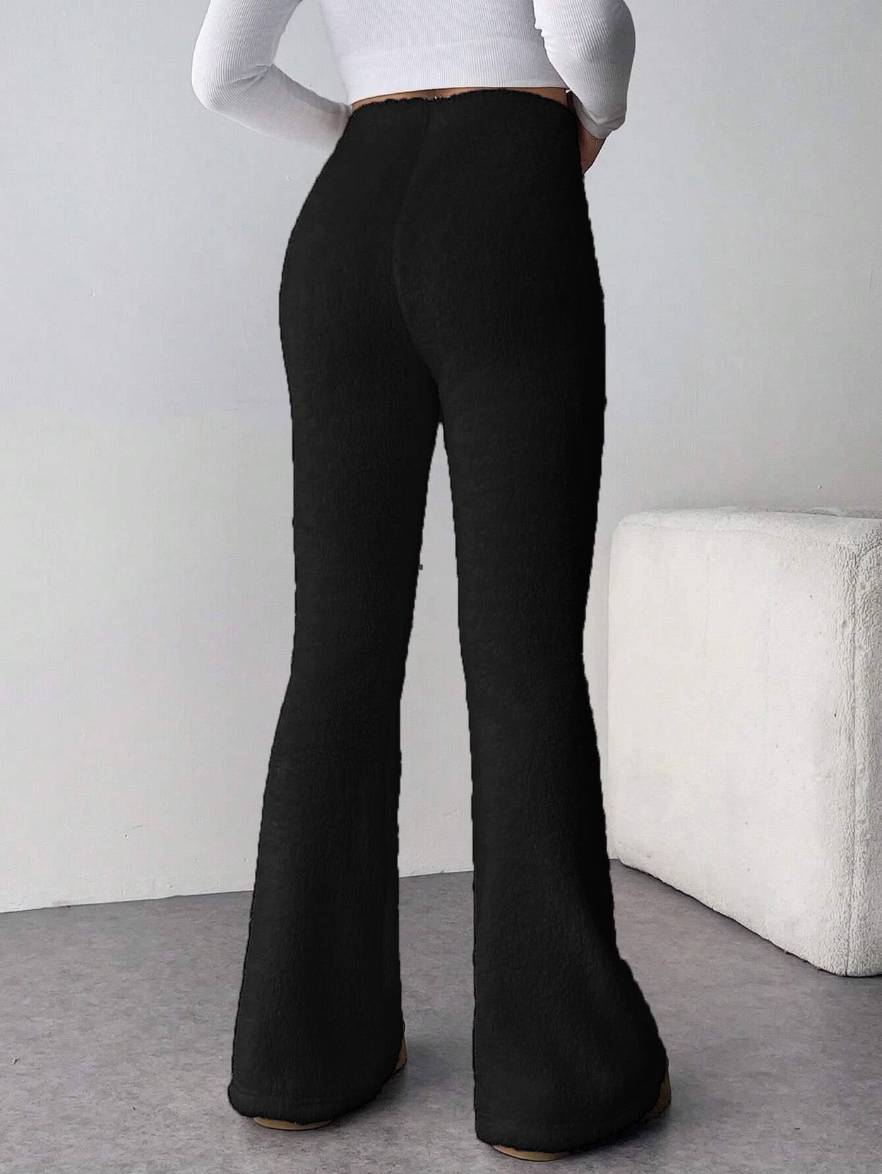 KOTTY  Women Flared Black Wool Trousers