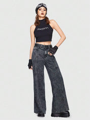 KOTTY Women Flared High Rise Black Jeans