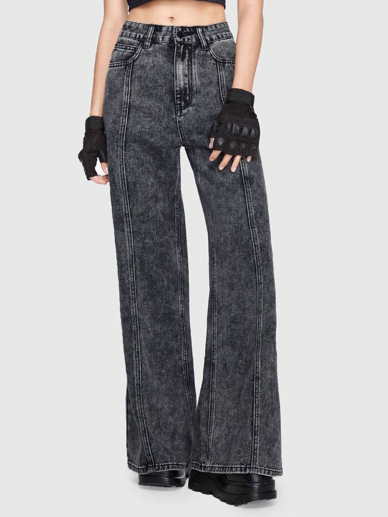 KOTTY Women Flared High Rise Black Jeans