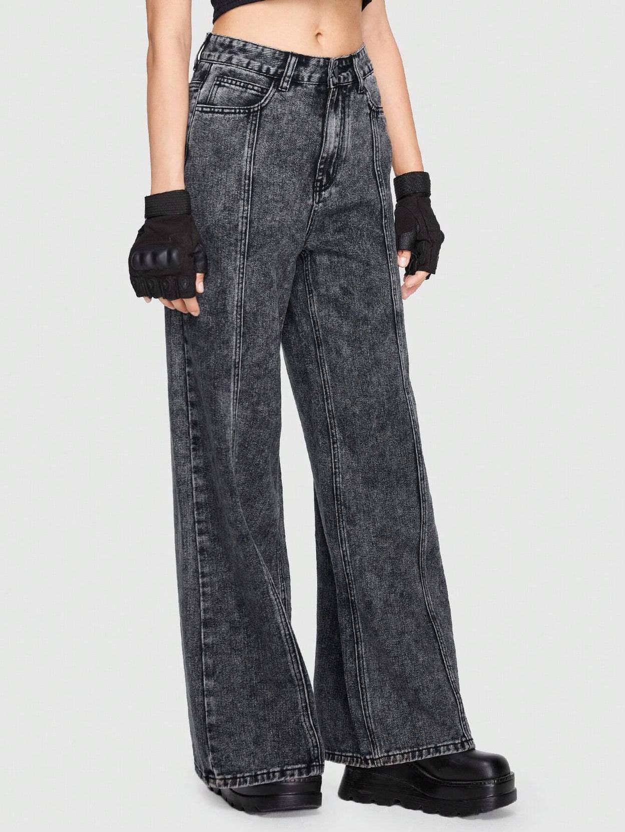 KOTTY Women Flared High Rise Black Jeans