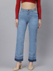 KOTTY Women Flared High Rise Blue Jeans