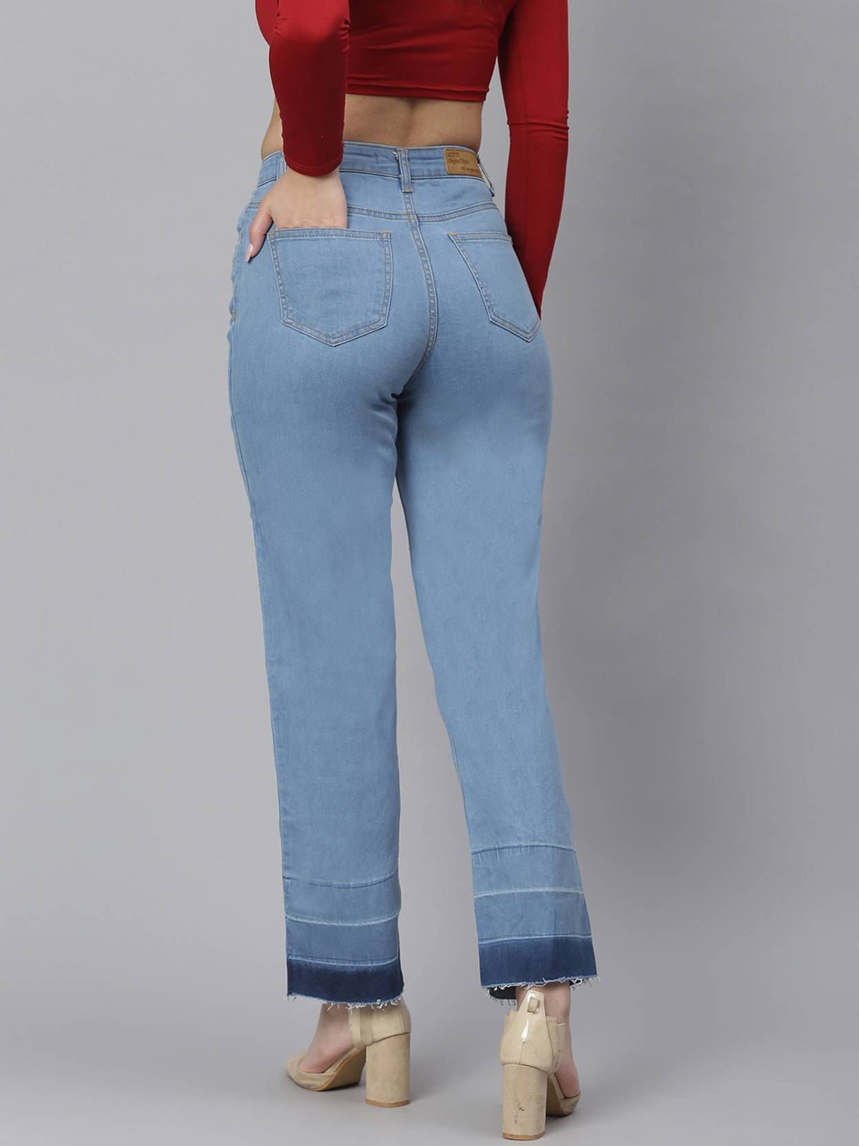 KOTTY Women Flared High Rise Blue Jeans