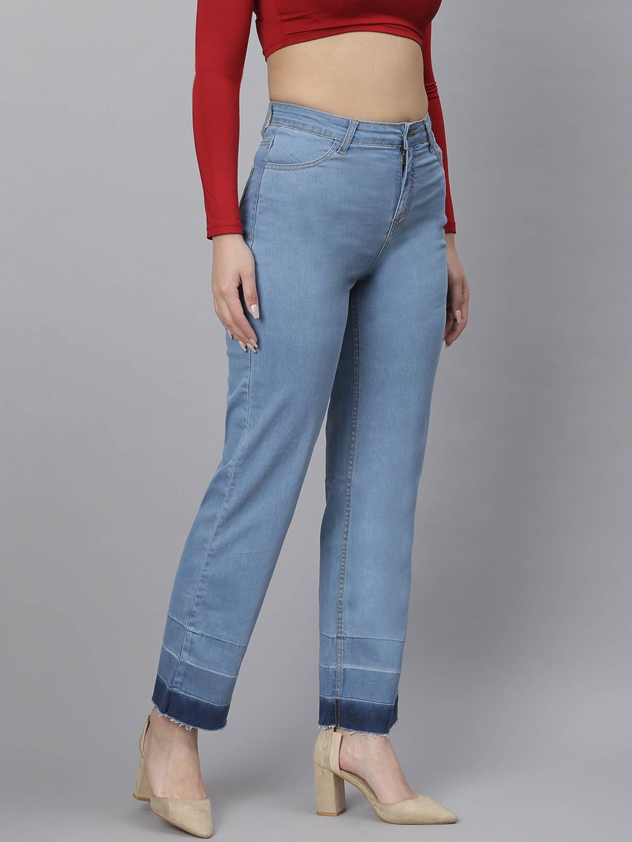 KOTTY Women Flared High Rise Blue Jeans