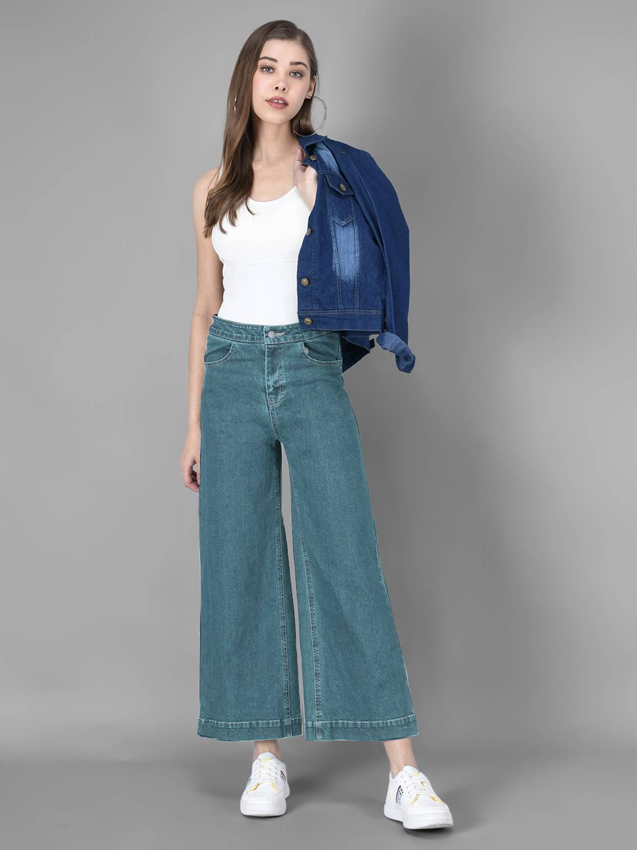 KOTTY Women Flared High Rise Blue Jeans