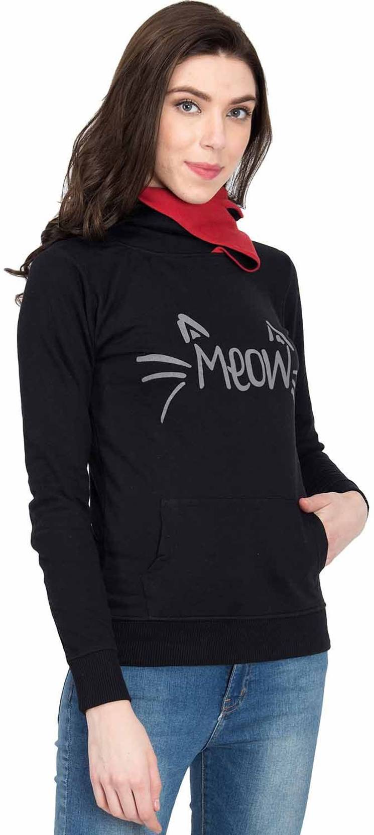 KOTTY Women Full Sleeve Printed Hooded Sweatshirt