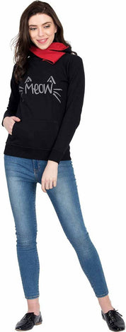 KOTTY Women Full Sleeve Printed Hooded Sweatshirt
