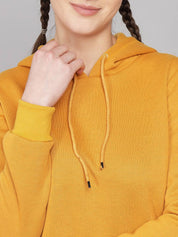 KOTTY Women Full Sleeve Solid Hooded Sweatshirt