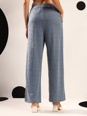 KOTTY  Women Loose Fit Blue Lycra Blend Trousers