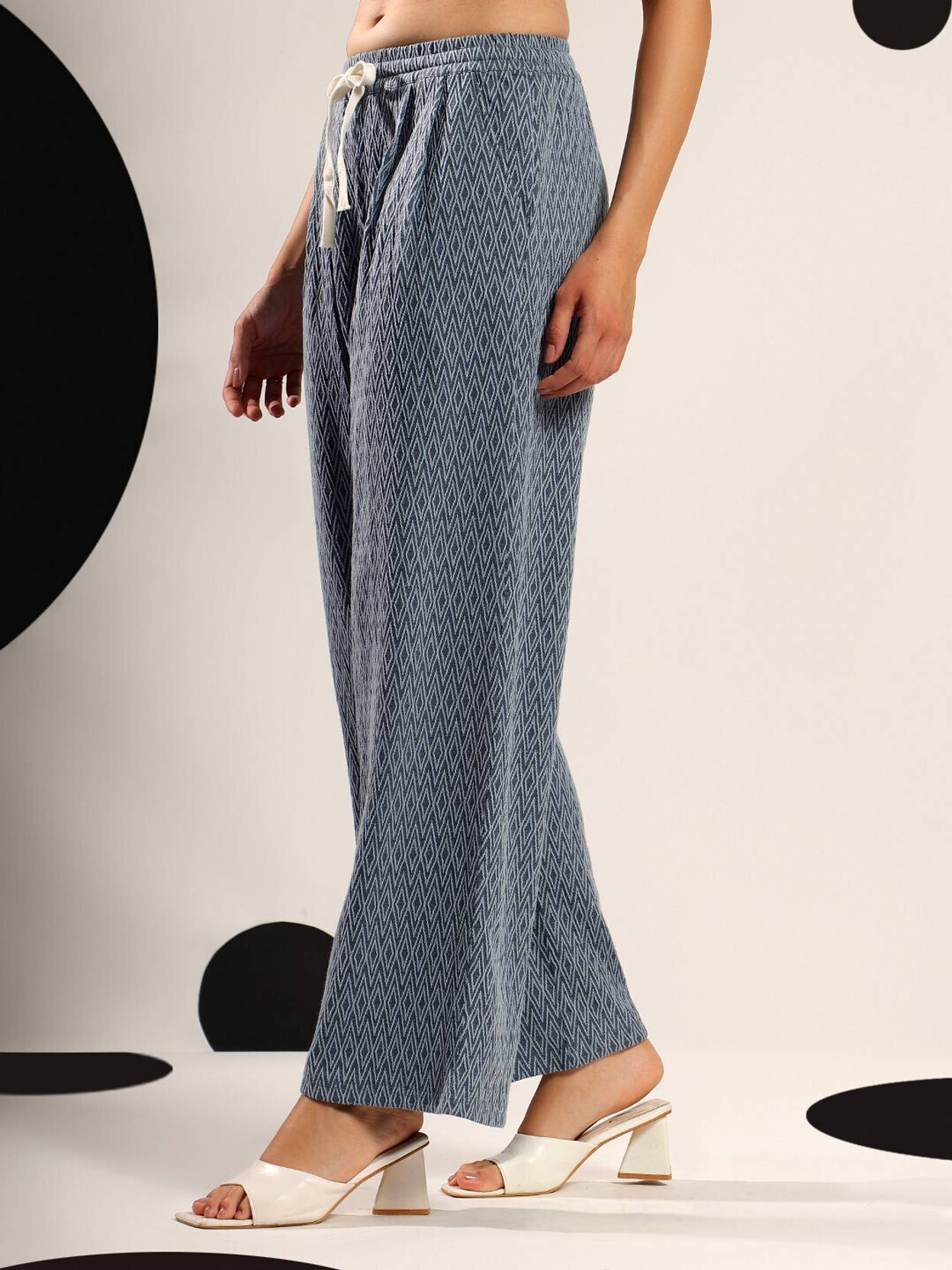 KOTTY  Women Loose Fit Blue Lycra Blend Trousers