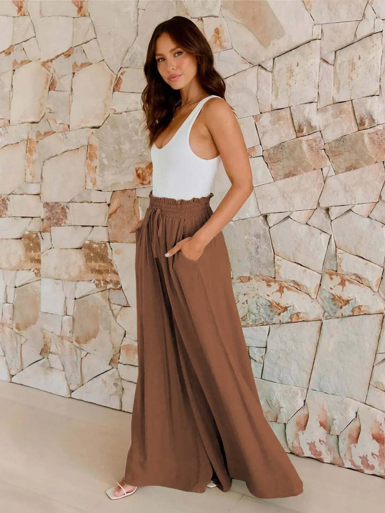 KOTTY  Women Loose Fit Brown Lycra Blend Trousers