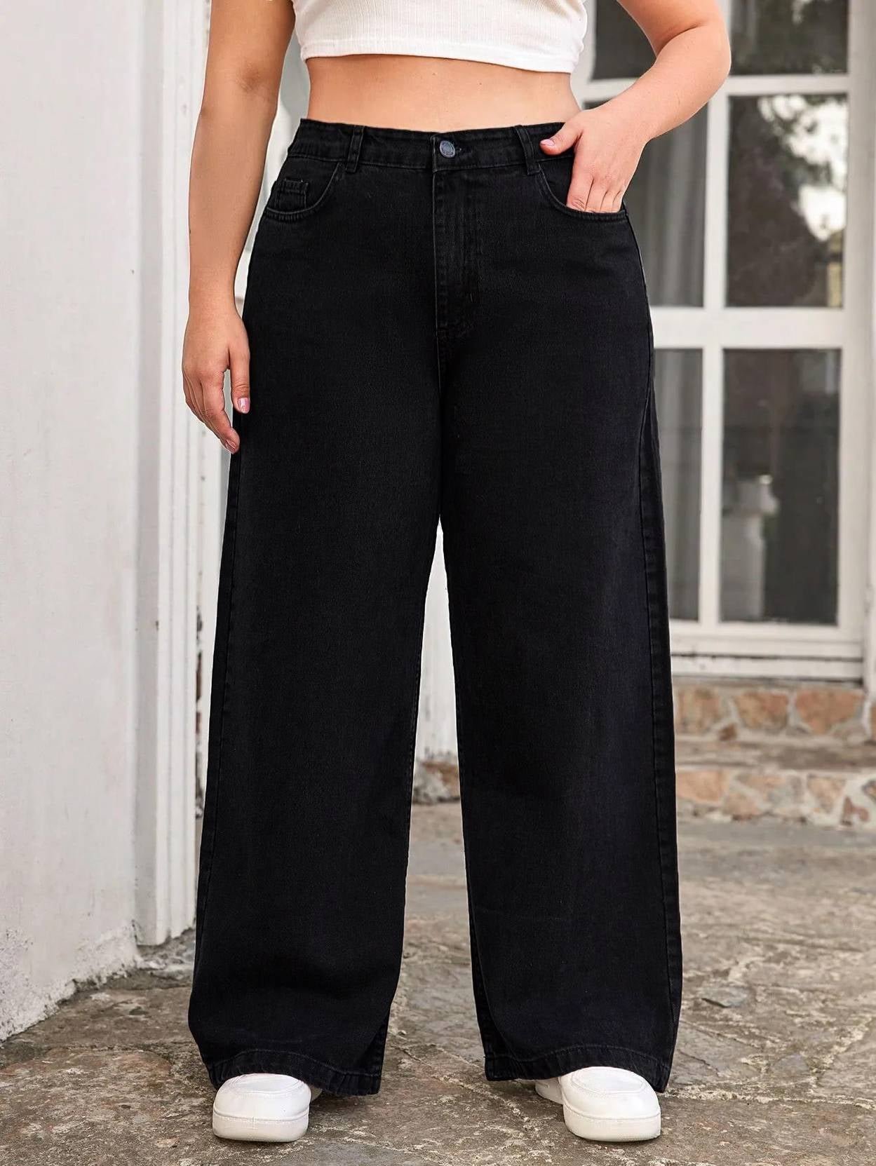 Curvy CLOSET  Women Loose Fit High Rise Black Jeans