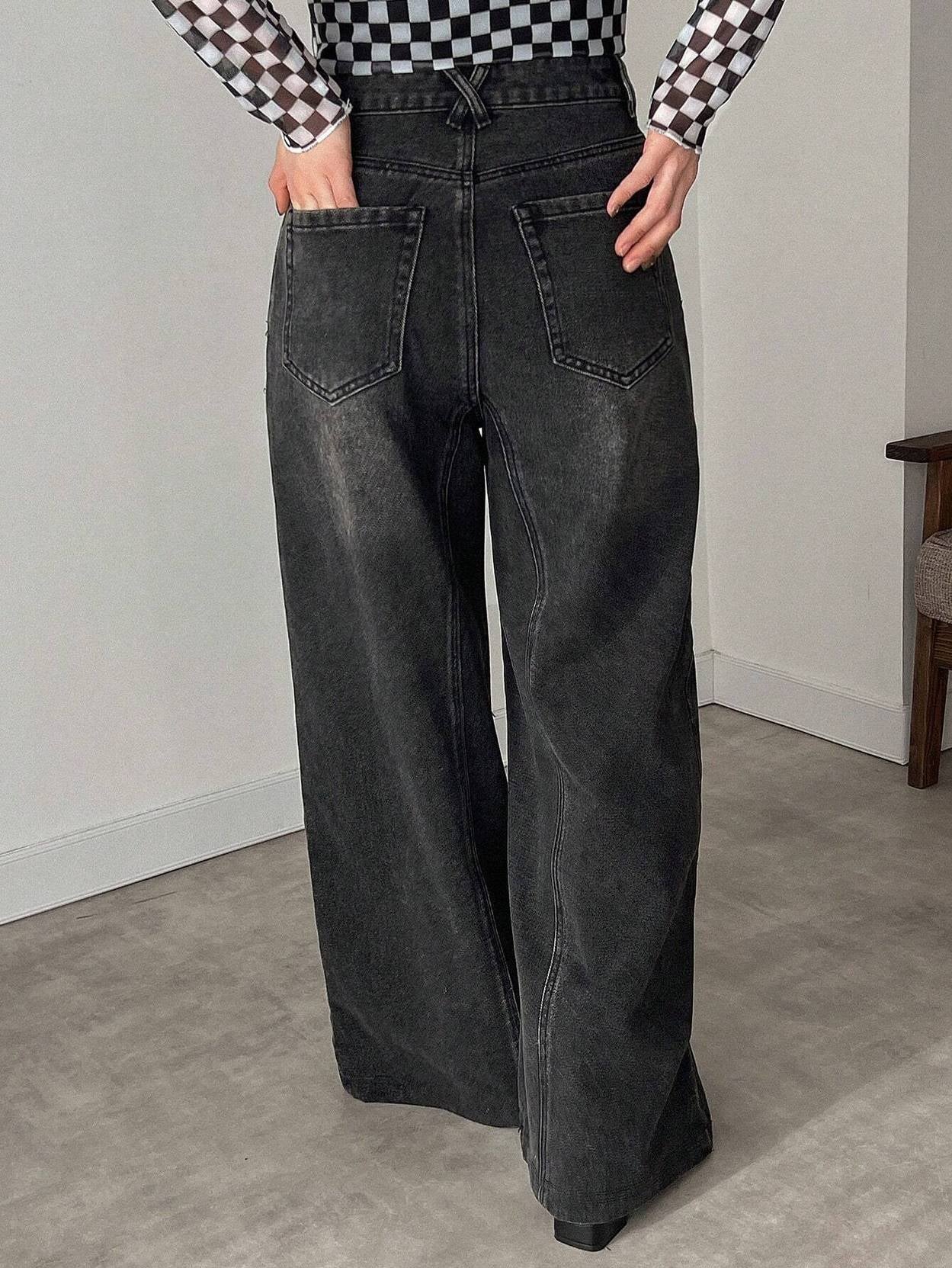 KOTTY  Women Loose Fit High Rise Black Jeans