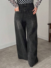 KOTTY  Women Loose Fit High Rise Black Jeans