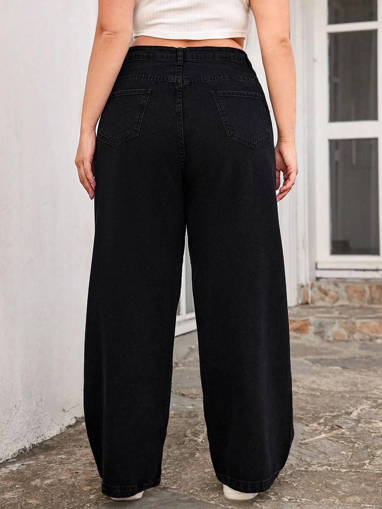 Curvy CLOSET  Women Loose Fit High Rise Black Jeans