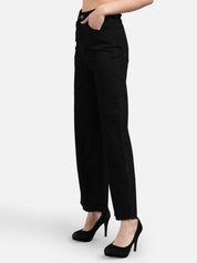 KOTTY Women Loose Fit High Rise Black Jeans