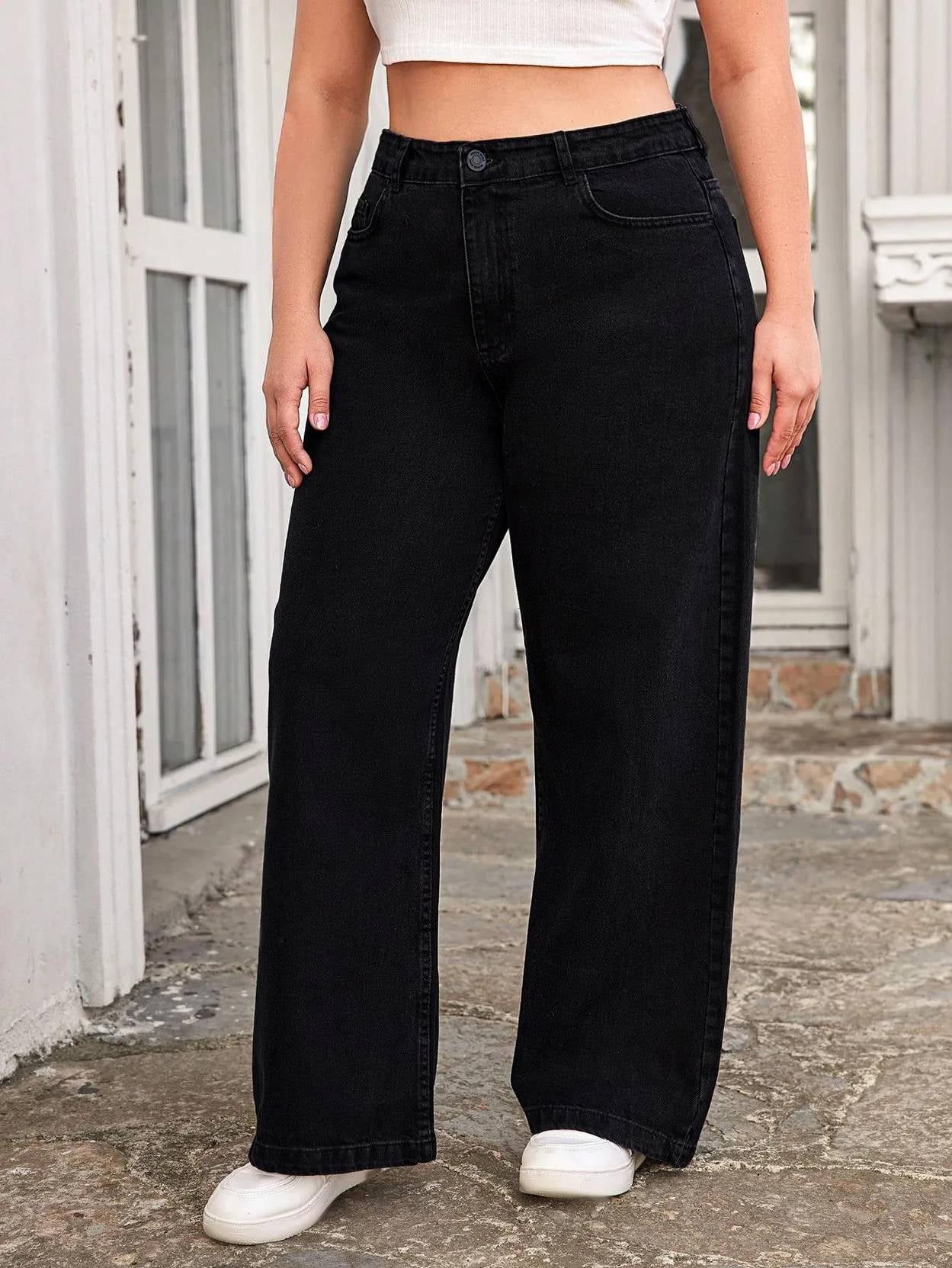 Curvy CLOSET  Women Loose Fit High Rise Black Jeans