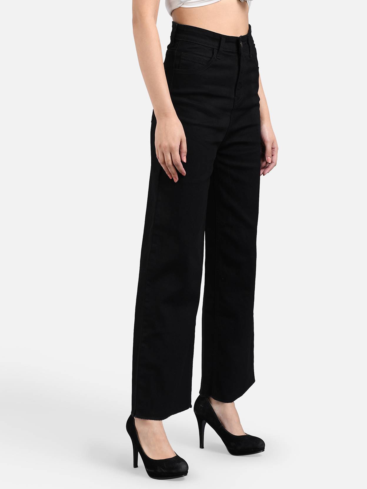 KOTTY Women Loose Fit High Rise Black Jeans