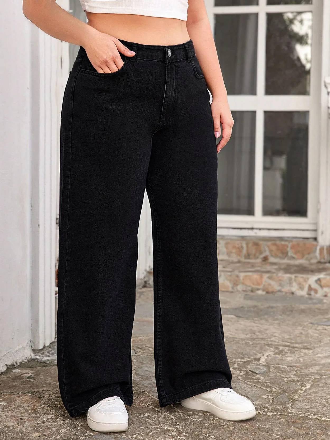 Curvy CLOSET  Women Loose Fit High Rise Black Jeans