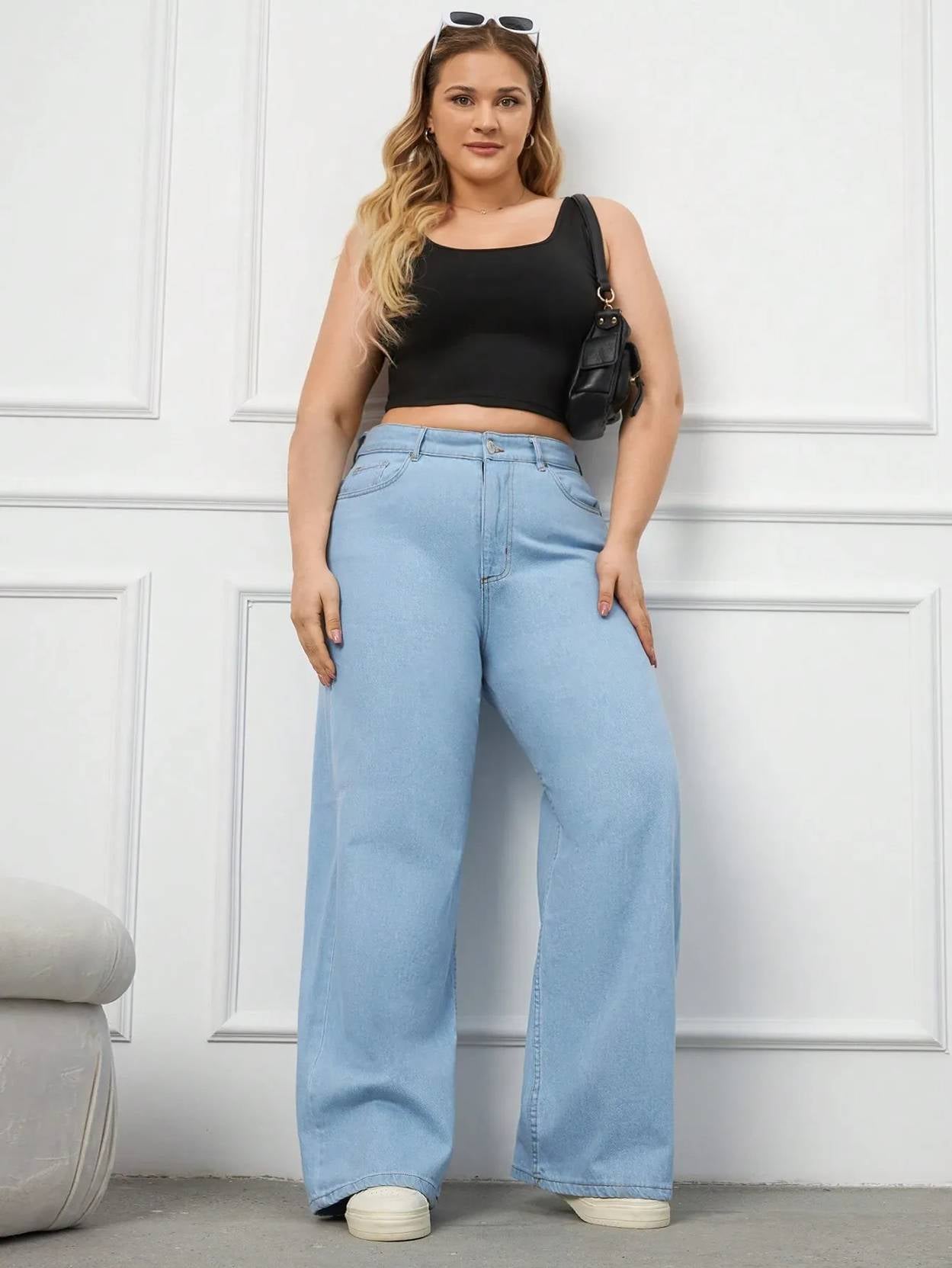 Curvy CLOSET  Women Loose Fit High Rise Blue Jeans