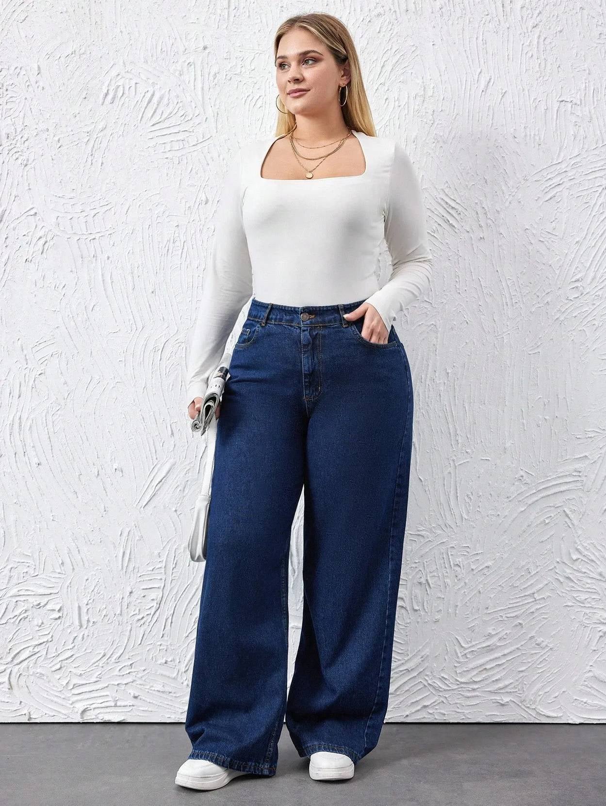 Curvy CLOSET  Women Loose Fit High Rise Blue Jeans