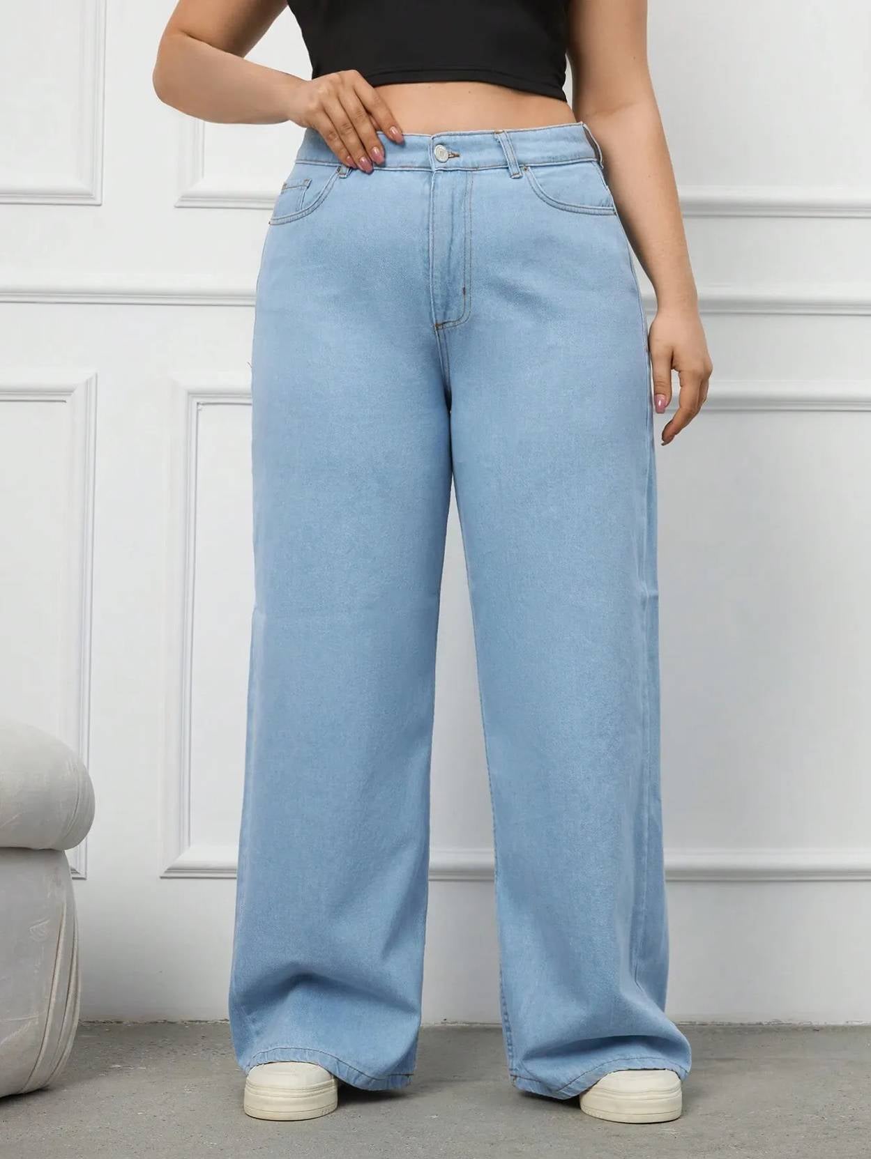 Curvy CLOSET  Women Loose Fit High Rise Blue Jeans