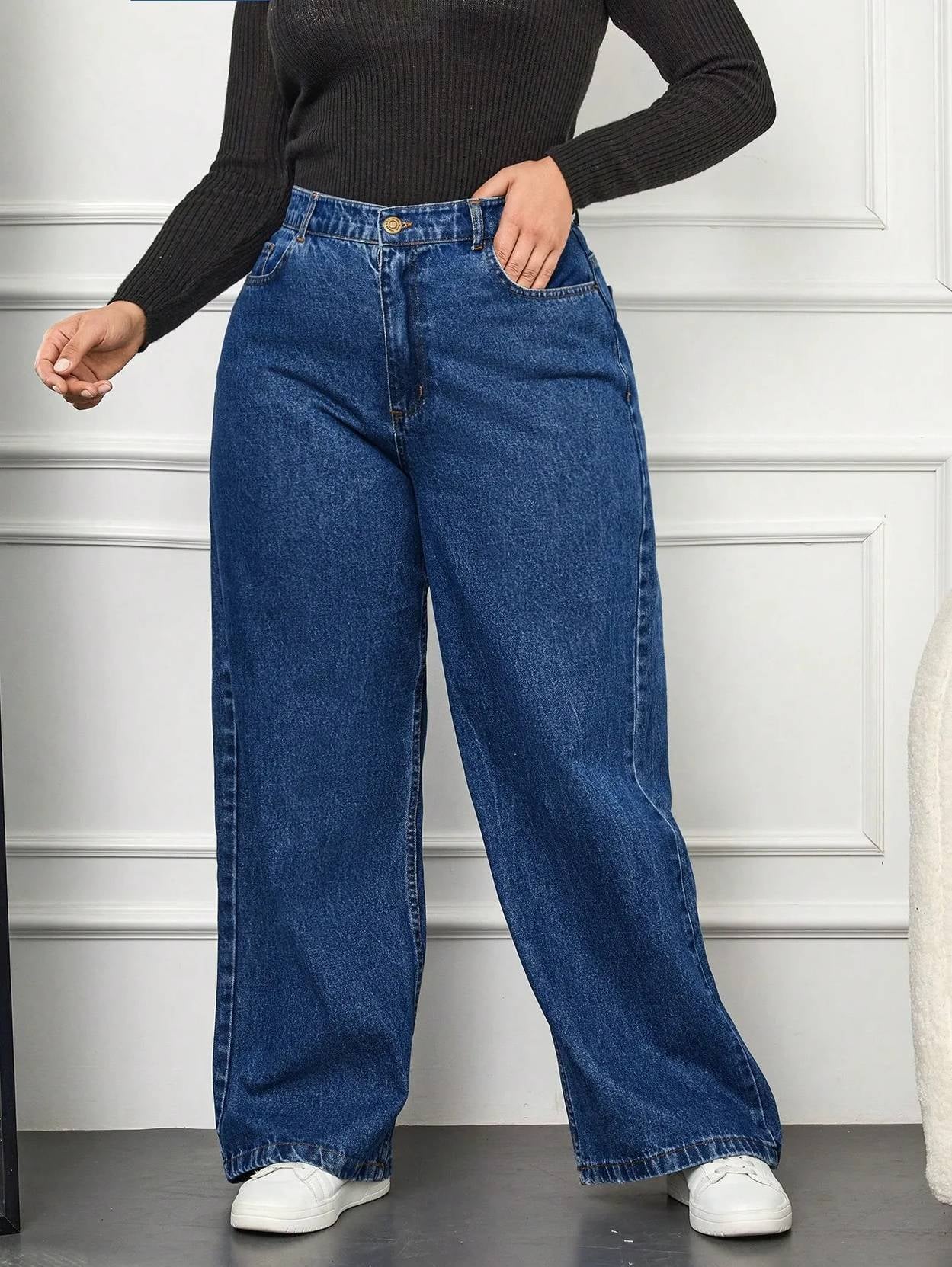 Curvy CLOSET  Women Loose Fit High Rise Blue Jeans
