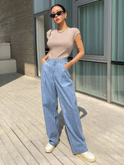KOTTY Women Loose Fit High Rise Blue Jeans