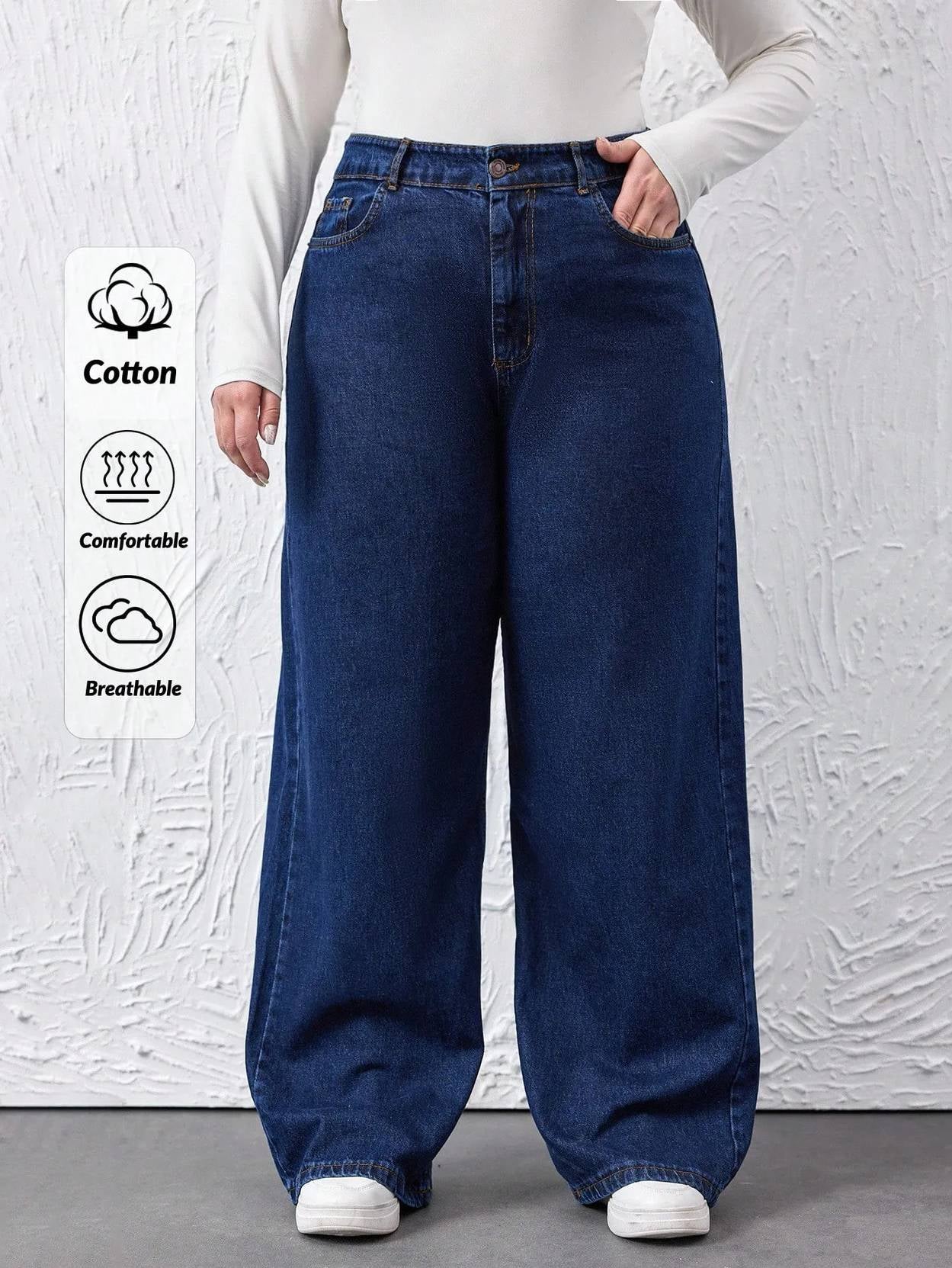 Curvy CLOSET  Women Loose Fit High Rise Blue Jeans