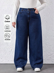 Curvy CLOSET  Women Loose Fit High Rise Blue Jeans