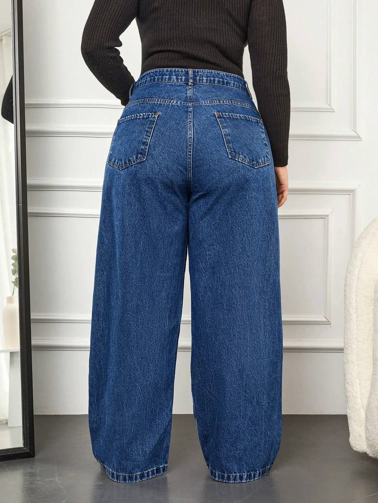 Curvy CLOSET  Women Loose Fit High Rise Blue Jeans