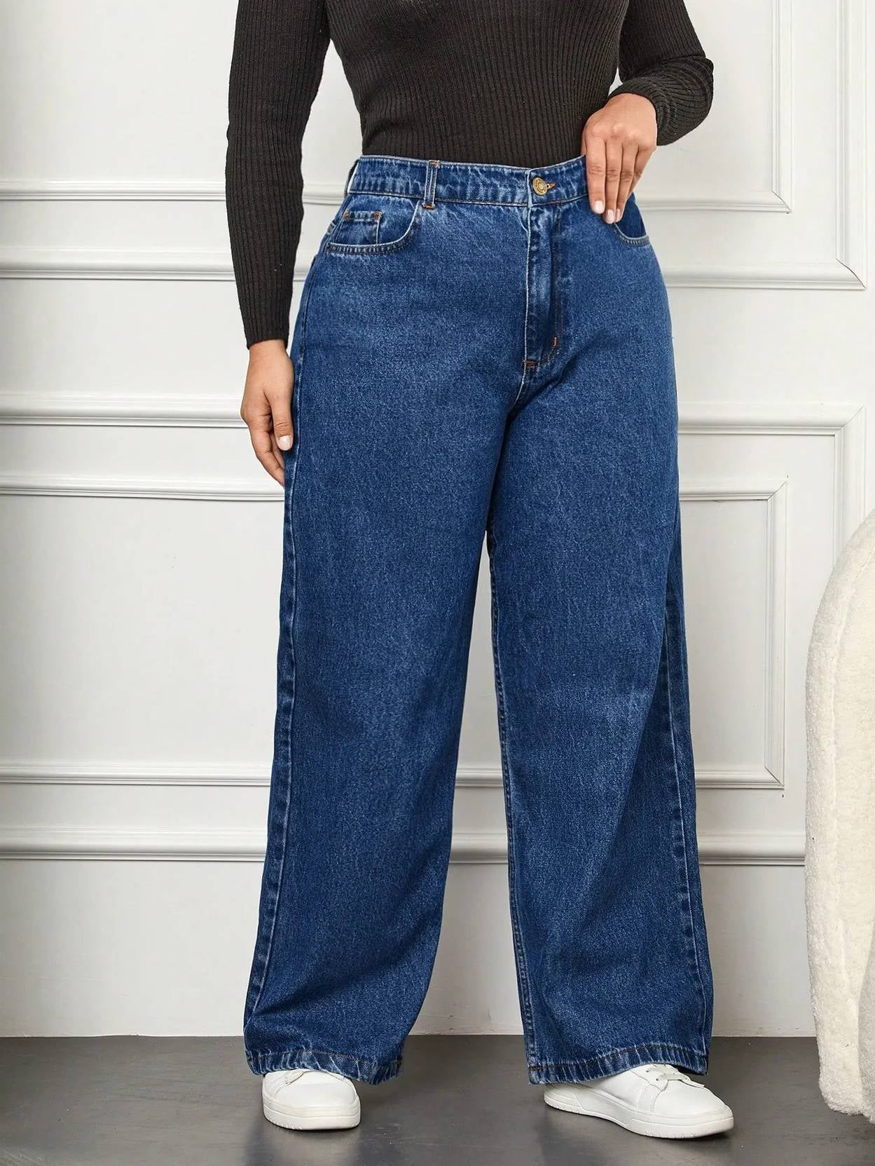 Curvy CLOSET  Women Loose Fit High Rise Blue Jeans