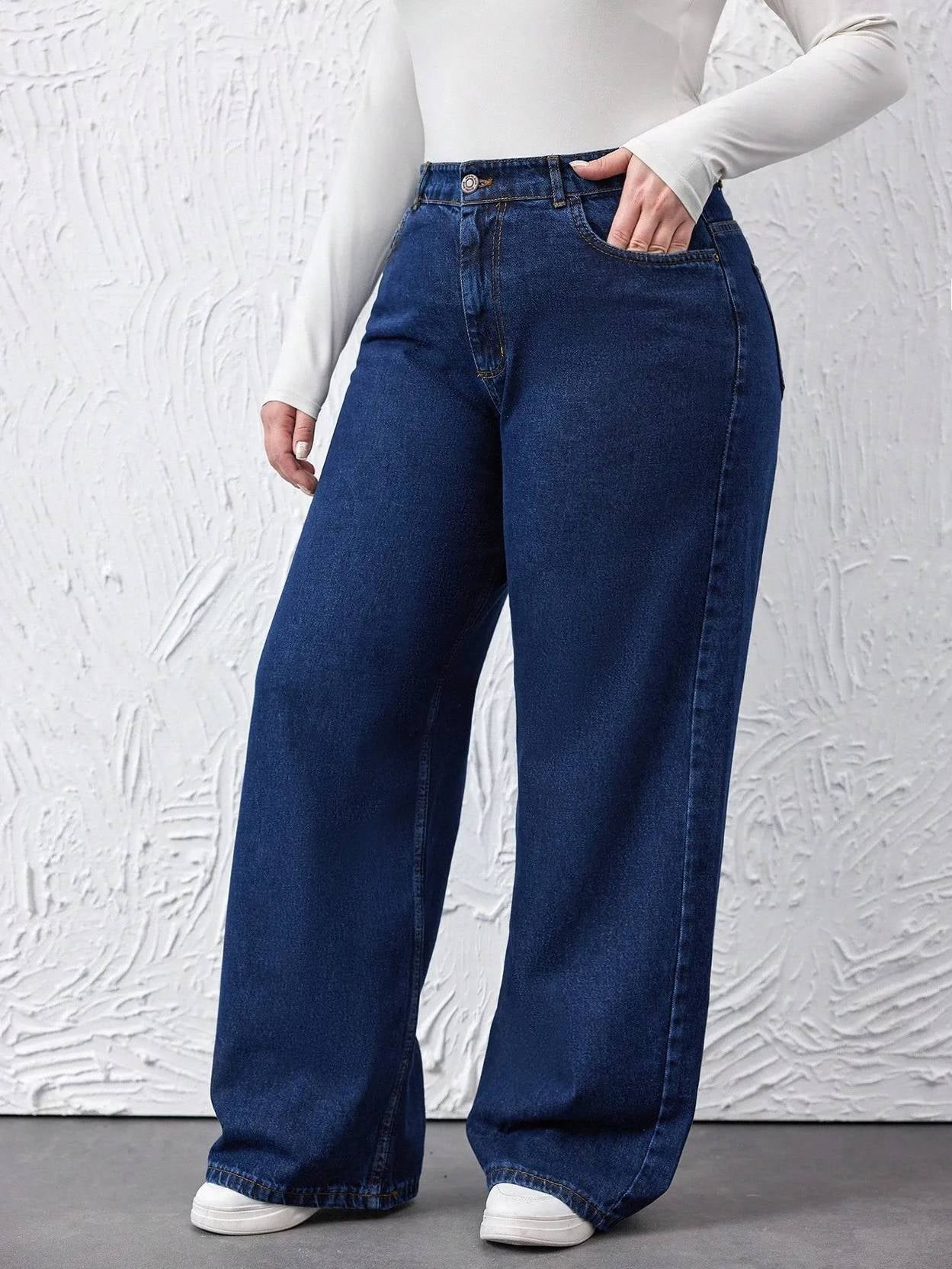 Curvy CLOSET  Women Loose Fit High Rise Blue Jeans