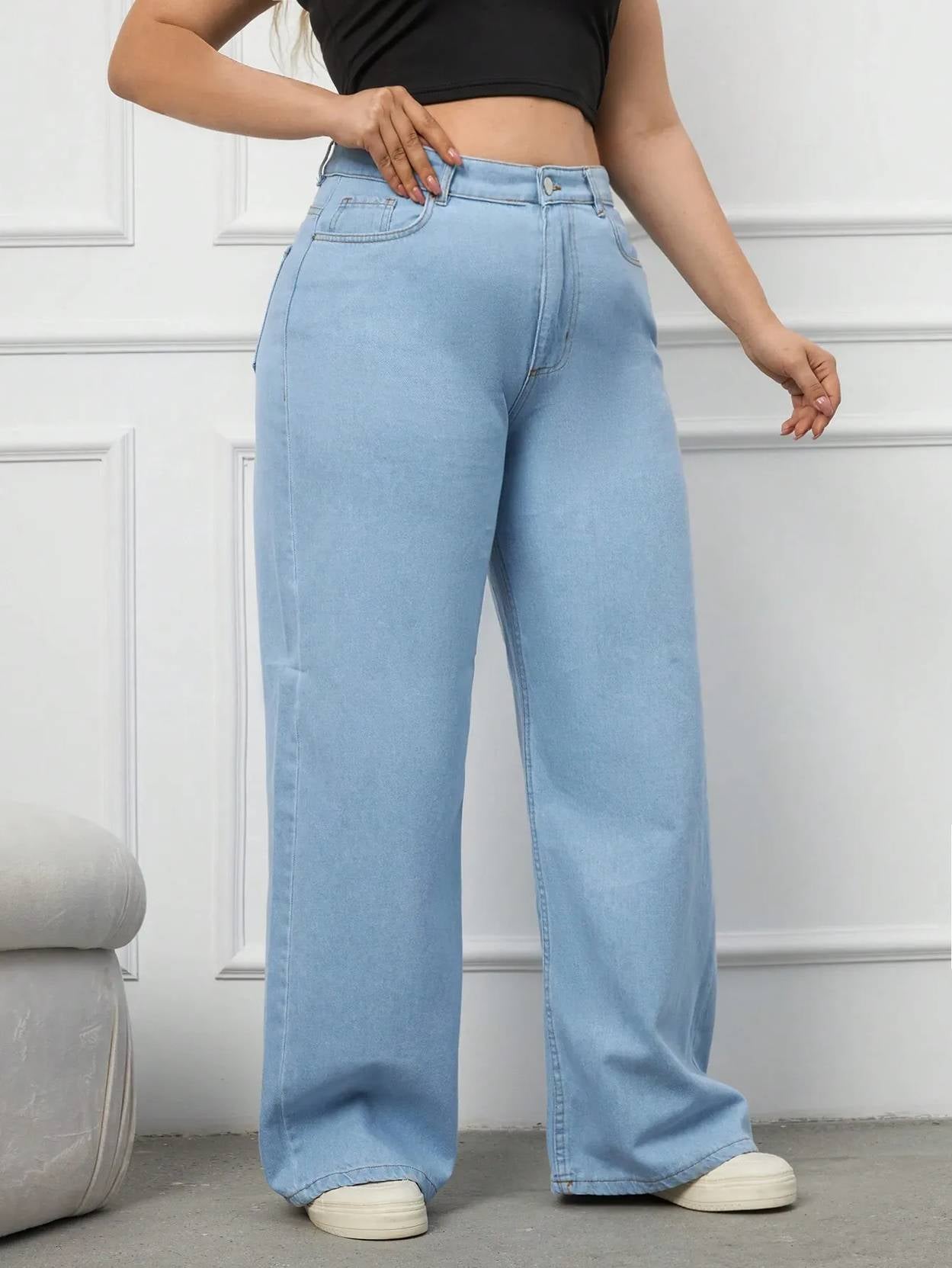 Curvy CLOSET  Women Loose Fit High Rise Blue Jeans