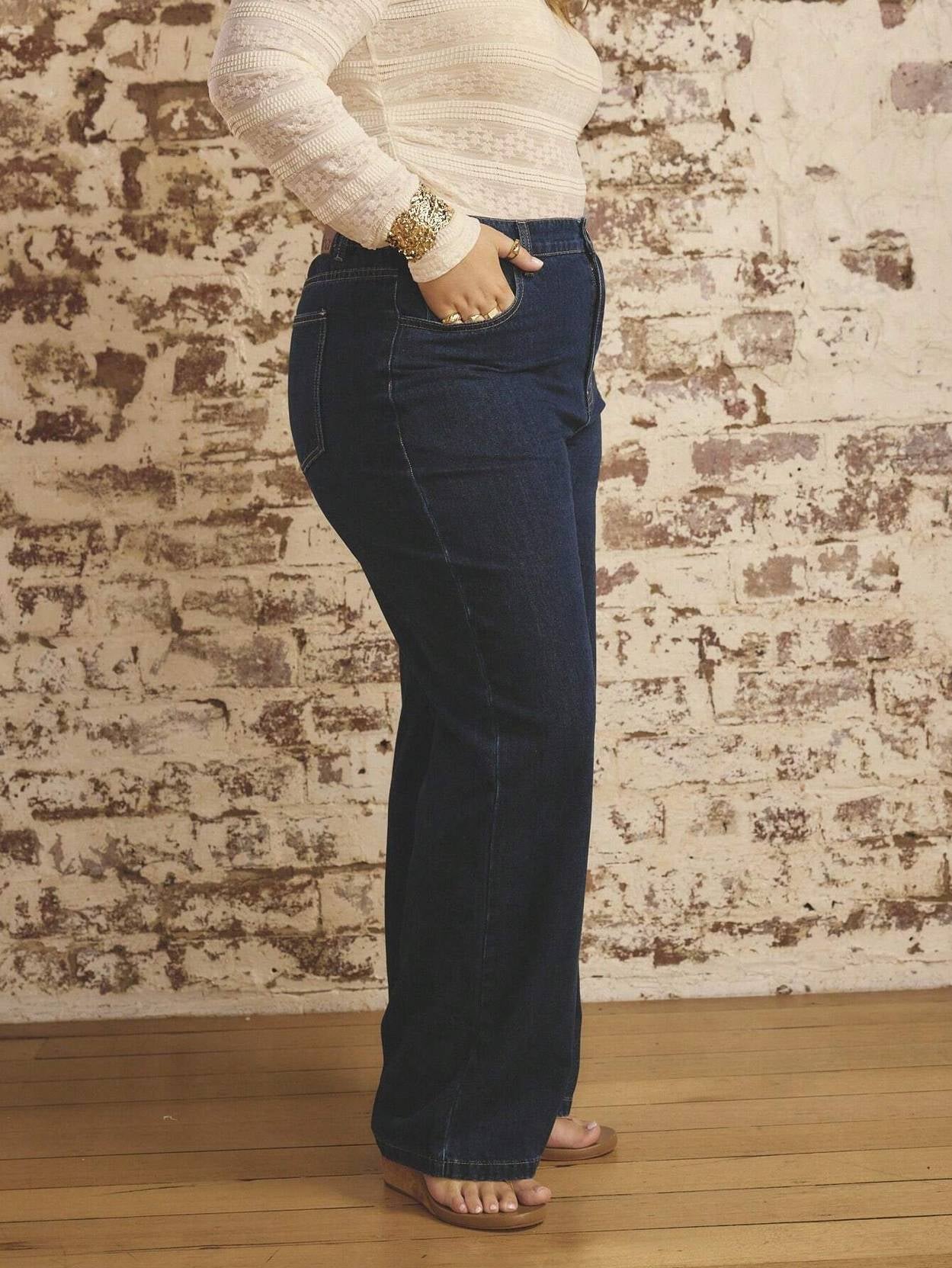 Curvy CLOSET  Women Loose Fit High Rise Dark Blue Jeans