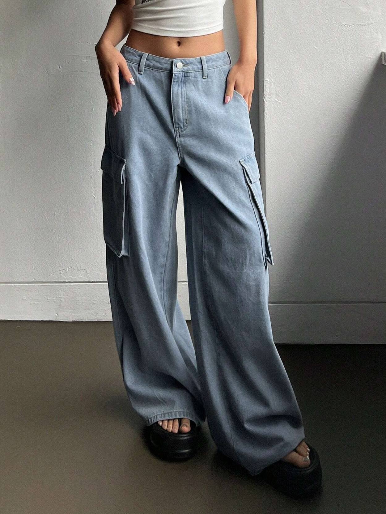 KOTTY Women Loose Fit High Rise Light Blue Jeans