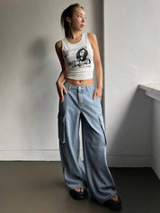 KOTTY Women Loose Fit High Rise Light Blue Jeans