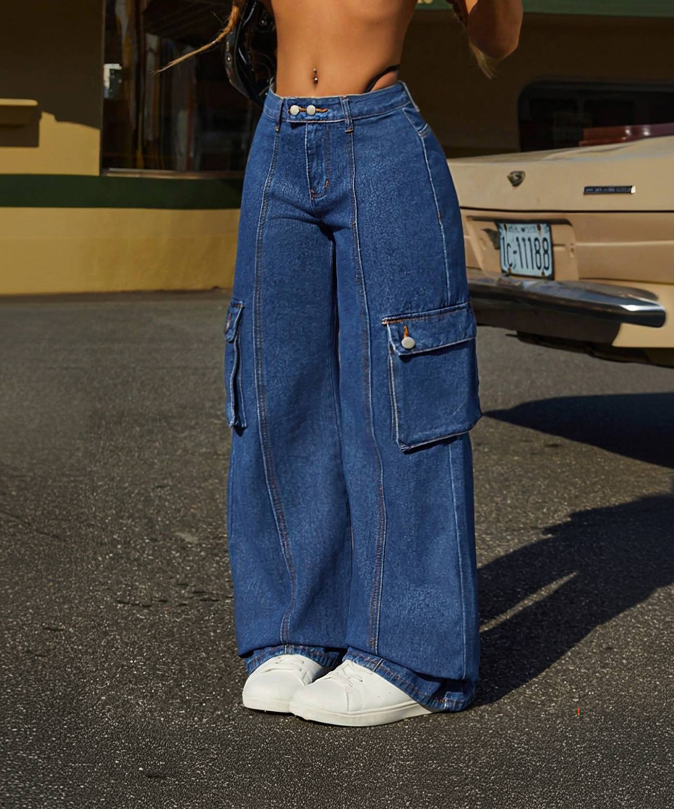 KOTTY  Women Loose Fit Mid Rise Dark Blue Jeans