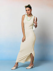 KOTTY Women Maxi Beige Full Length Dress