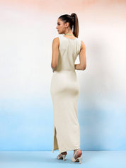 KOTTY Women Maxi Beige Full Length Dress
