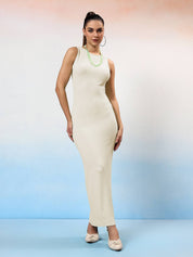 KOTTY Women Maxi Beige Full Length Dress