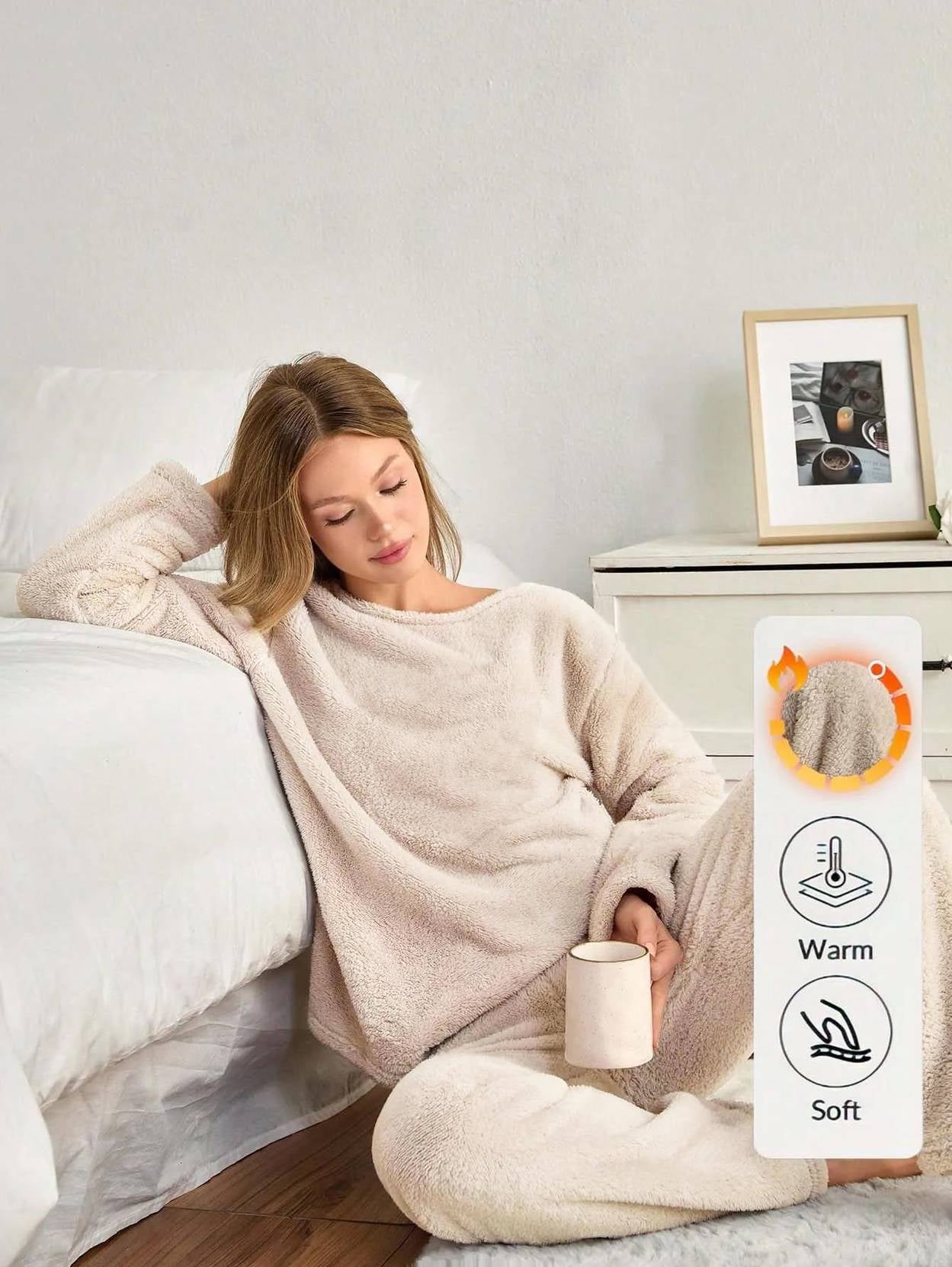 KOTTY  Women Night Suit Set Beige Solid