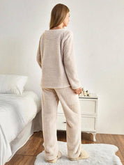 KOTTY  Women Night Suit Set Beige Solid