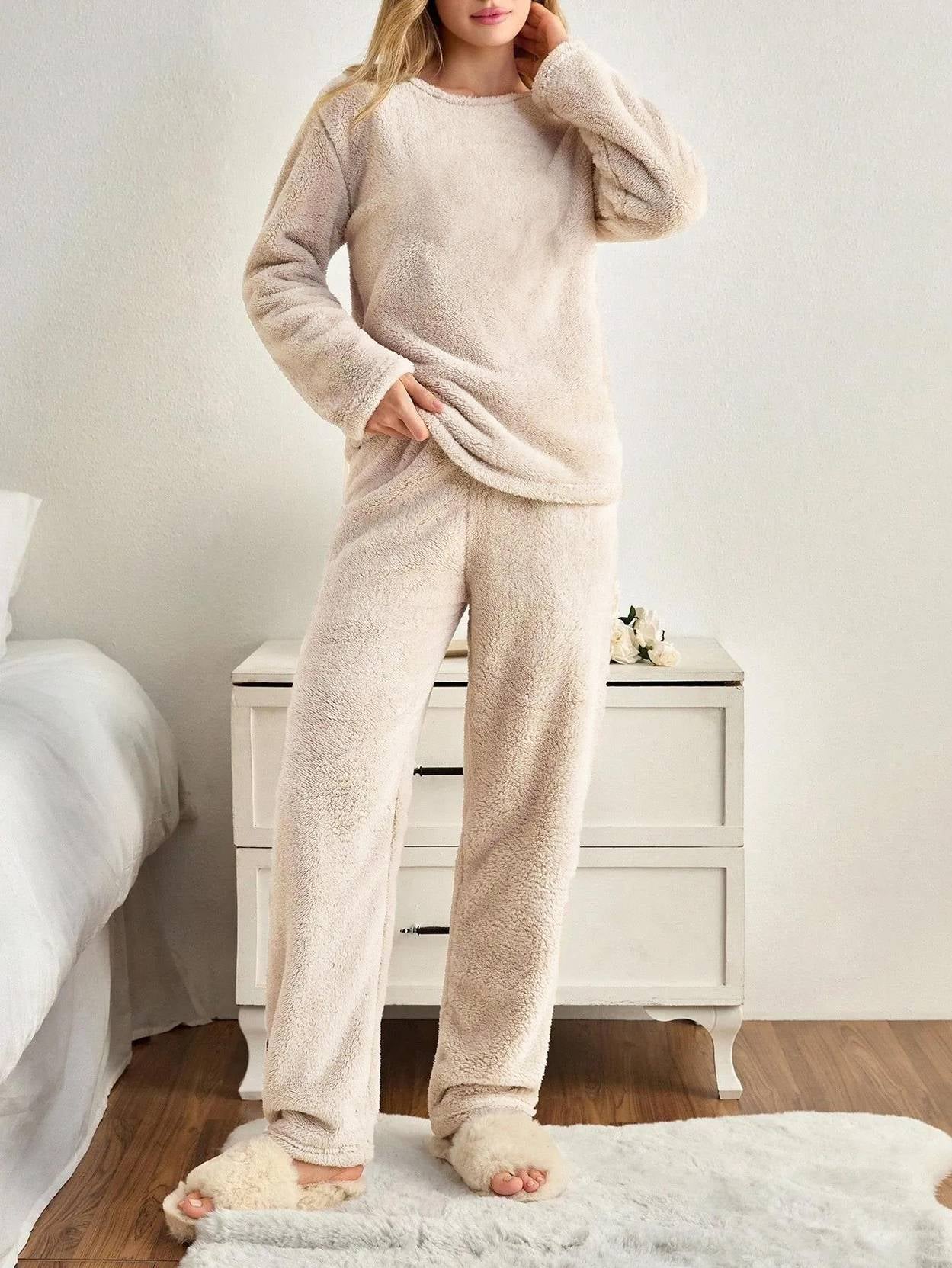 KOTTY  Women Night Suit Set Beige Solid