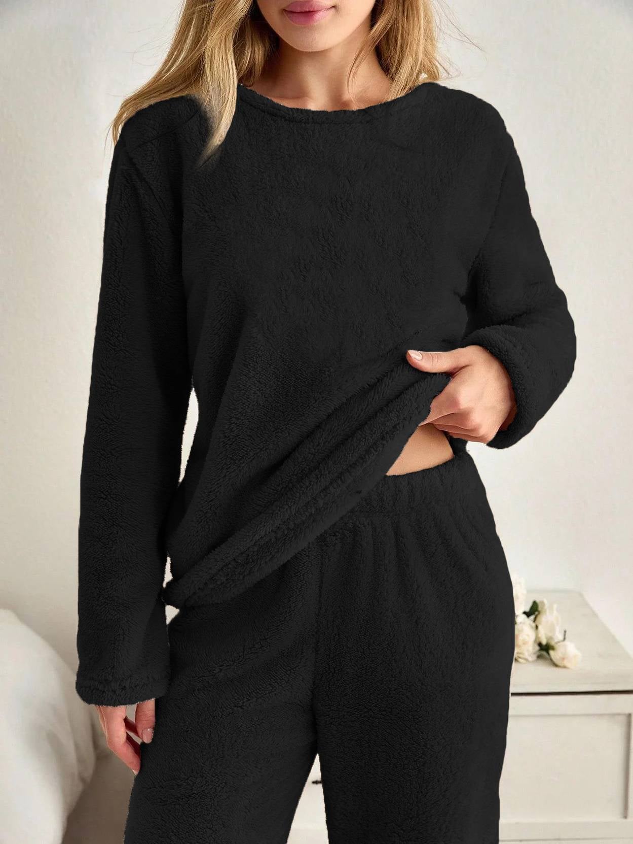 KOTTY  Women Night Suit Set Black Solid