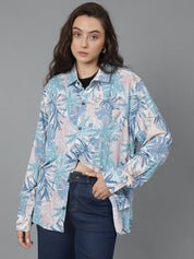 KOTTY  Women Oversized Fit Printed Spread Collar Casual Shirt