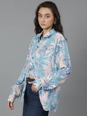 KOTTY  Women Oversized Fit Printed Spread Collar Casual Shirt