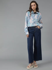 KOTTY  Women Oversized Fit Printed Spread Collar Casual Shirt