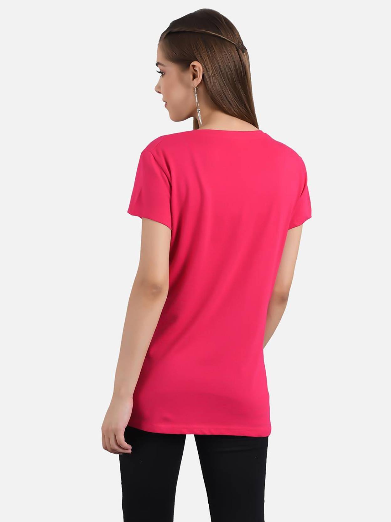 KOTTY Women Printed Round Neck Cotton Blend Multicolor T-Shirt